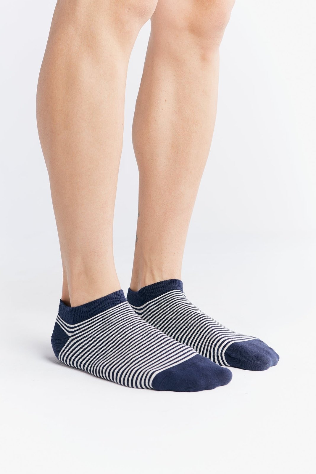9321 | Unisex Sneakersocken - Indigo/Natur Gestreift (6er Pack)