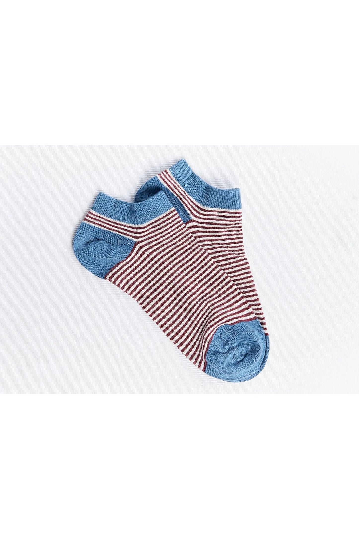 9323 | Unisex Sneakersocken - Bordeaux/Natur Gestreift
