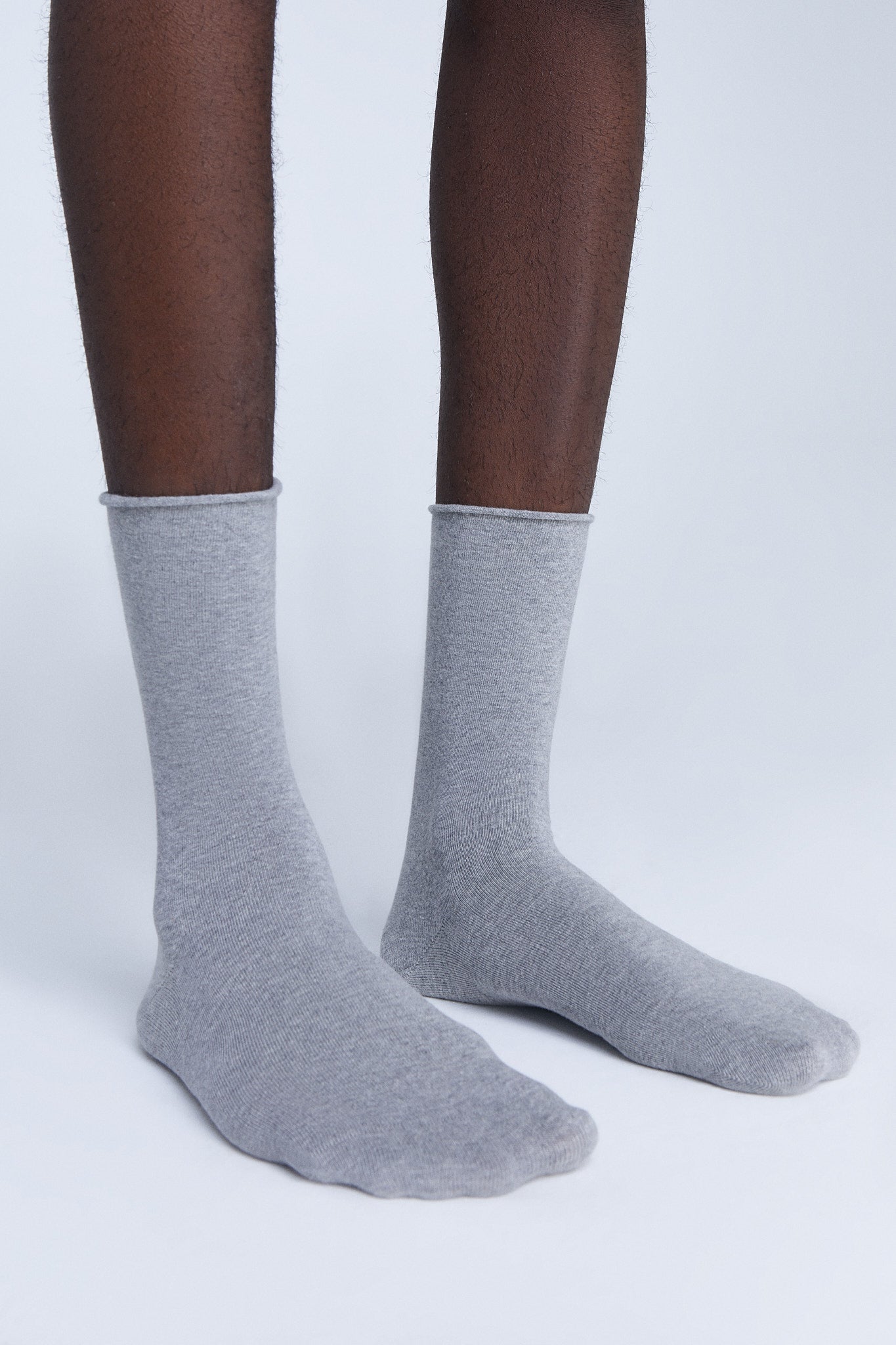 9502 | Socken mit Rollrand - Grau-Melange
