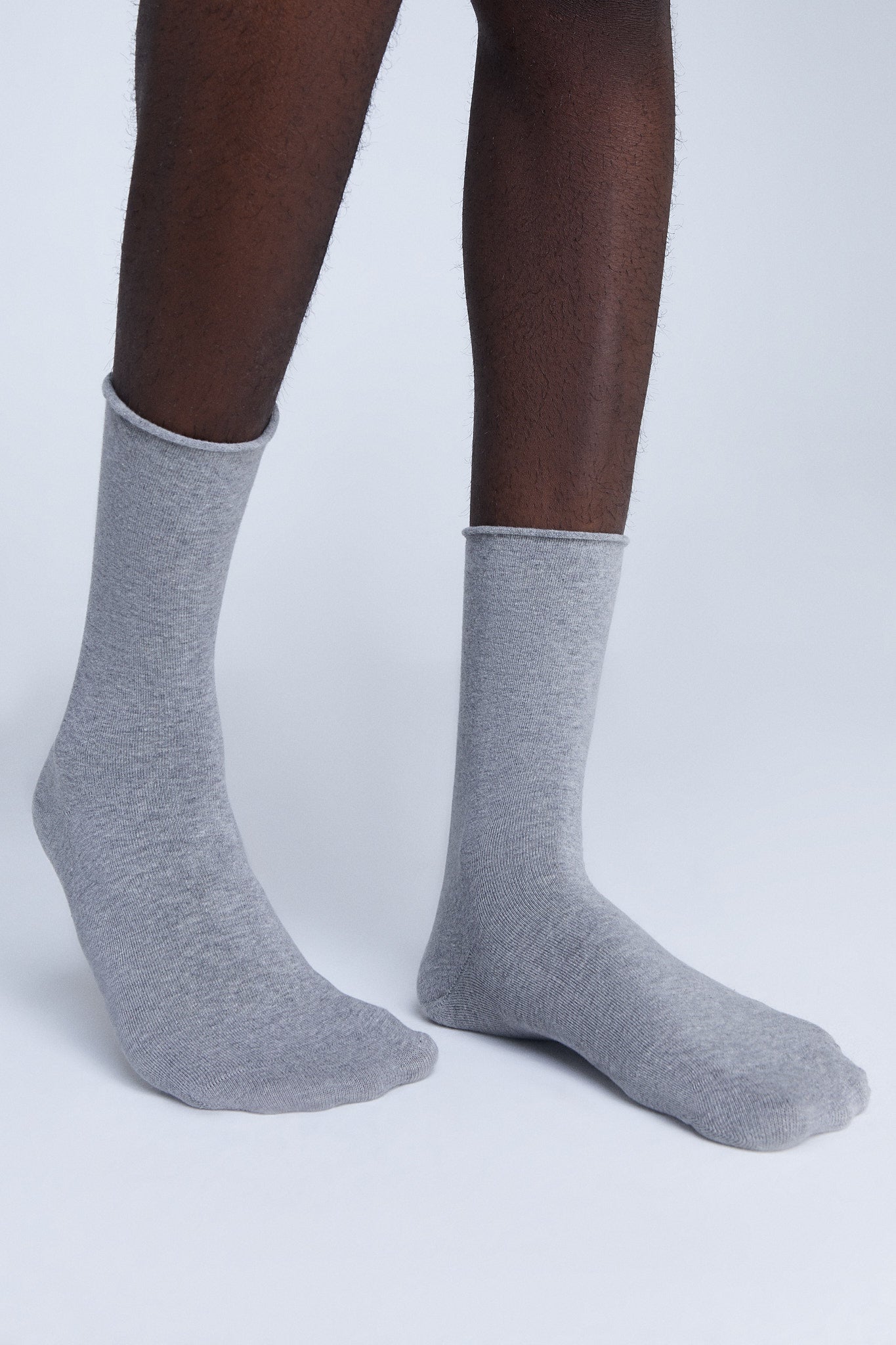 9502 | Socken mit Rollrand - Grau-Melange