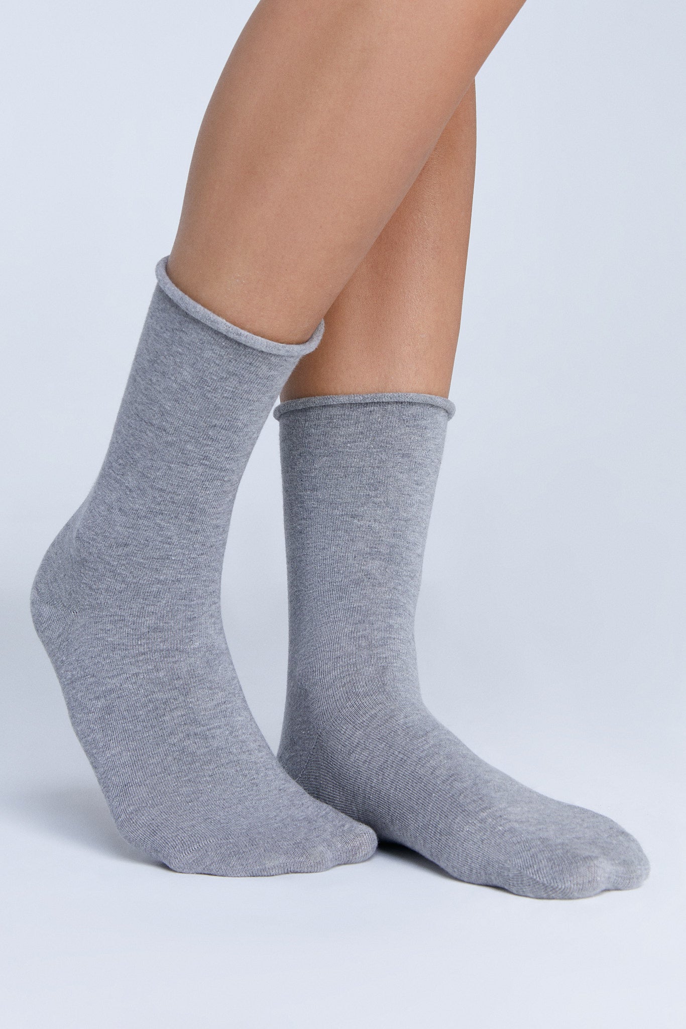 9502 | Socken mit Rollrand - Grau-Melange (6er Pack)