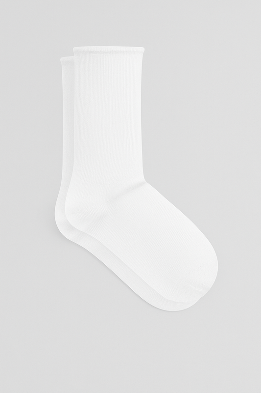 9509 | Socken mit Rollrand - Naturweiss (6er Pack)