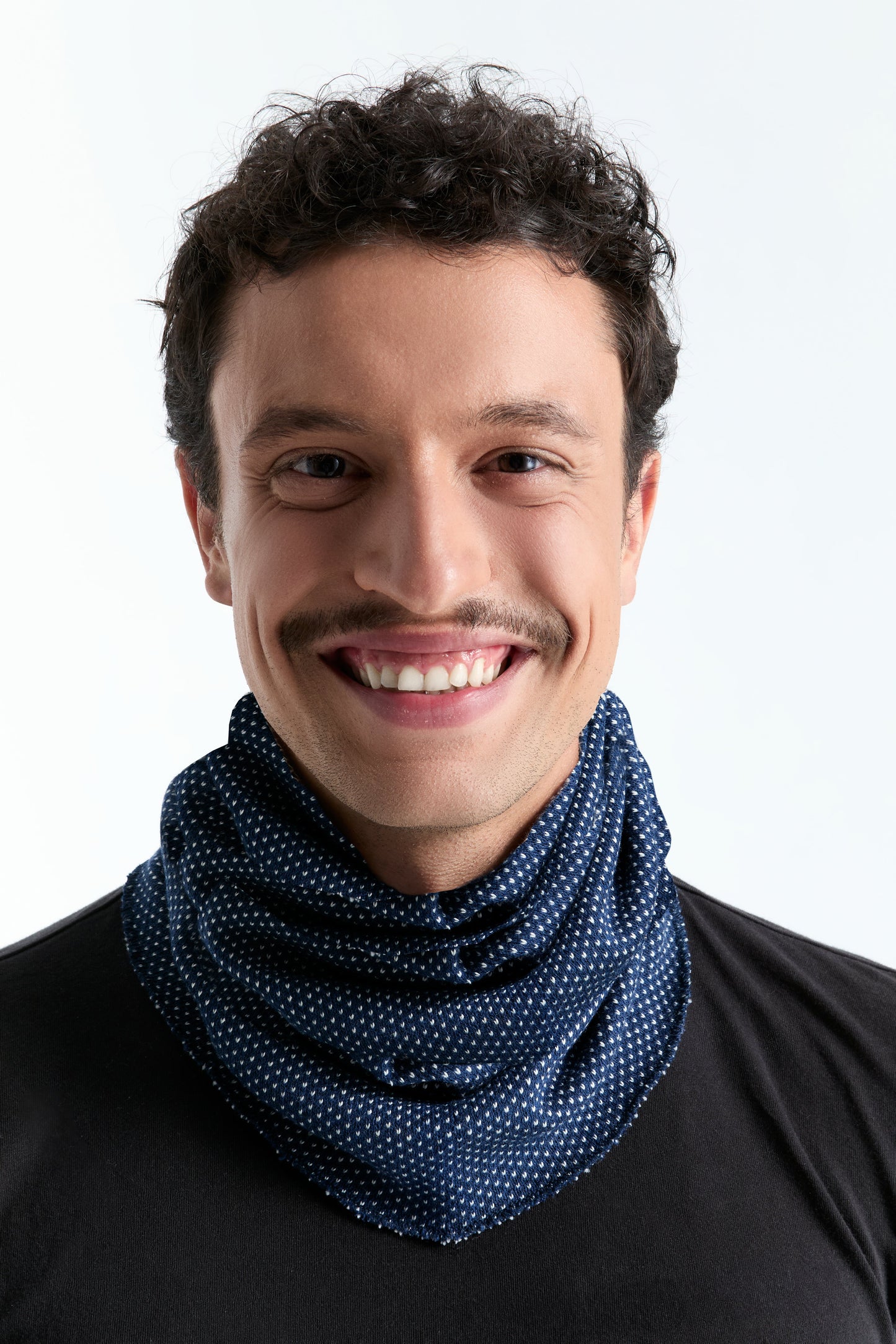 9627-130 | Unisex Schlauchschal mit Wabenstruktur - Indigo / Naturweiss