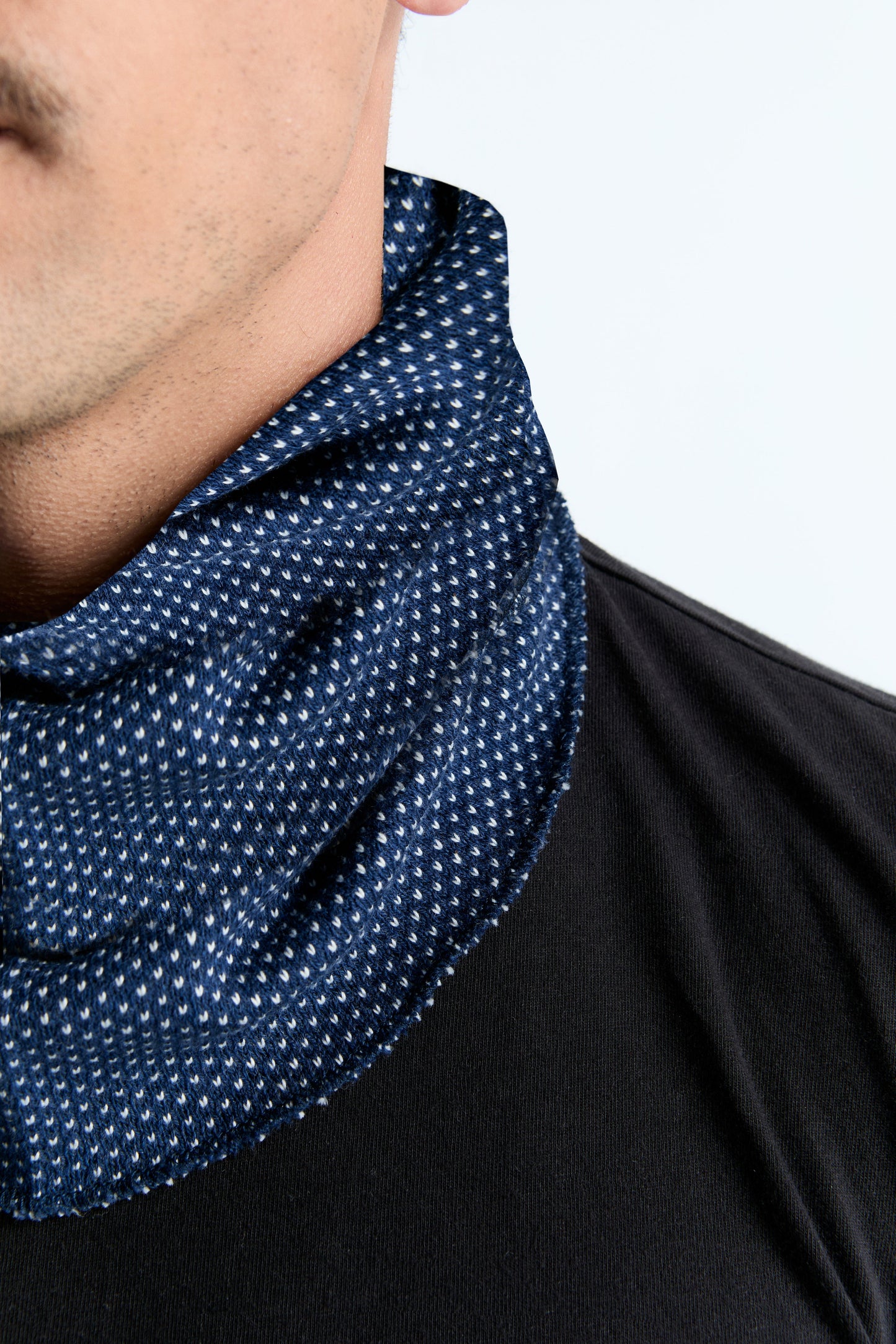 9627-130 | Unisex Schlauchschal mit Wabenstruktur - Indigo / Naturweiss