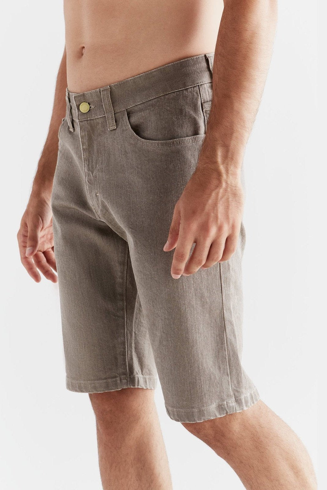 MA3018-395 | Herren Denim Shorts in Ton Waschung - Pebble