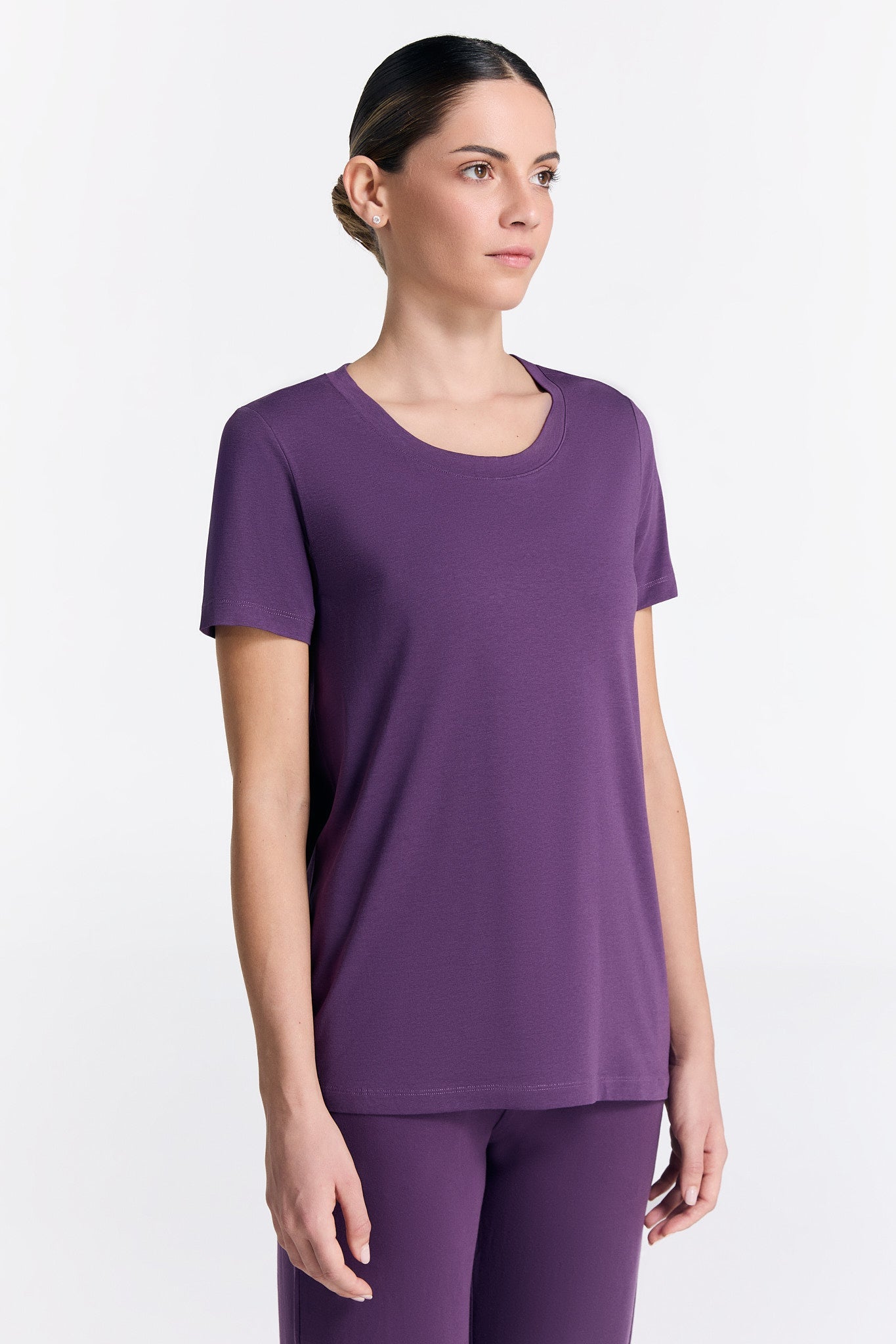 T1100-41 | TENCEL™ Active Damen Kurzarmshirt - Weinbeere