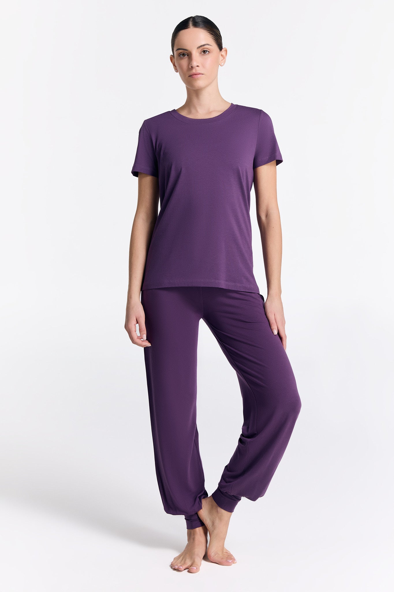 T1100-41 | TENCEL™ Active Damen Kurzarmshirt - Weinbeere