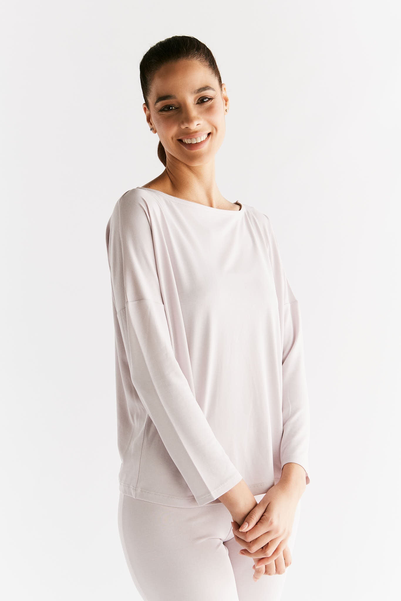T1111-25 | TENCEL™ Active Damen Yoga Langarmshirt - Lilac Marble