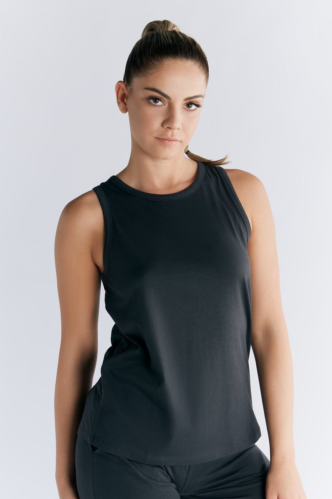T1214-24 | TENCEL™ Active Yoga Top - Pirate Black