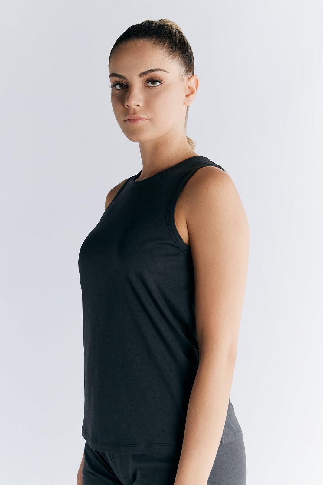 T1214-24 | TENCEL™ Active Yoga Top - Pirate Black
