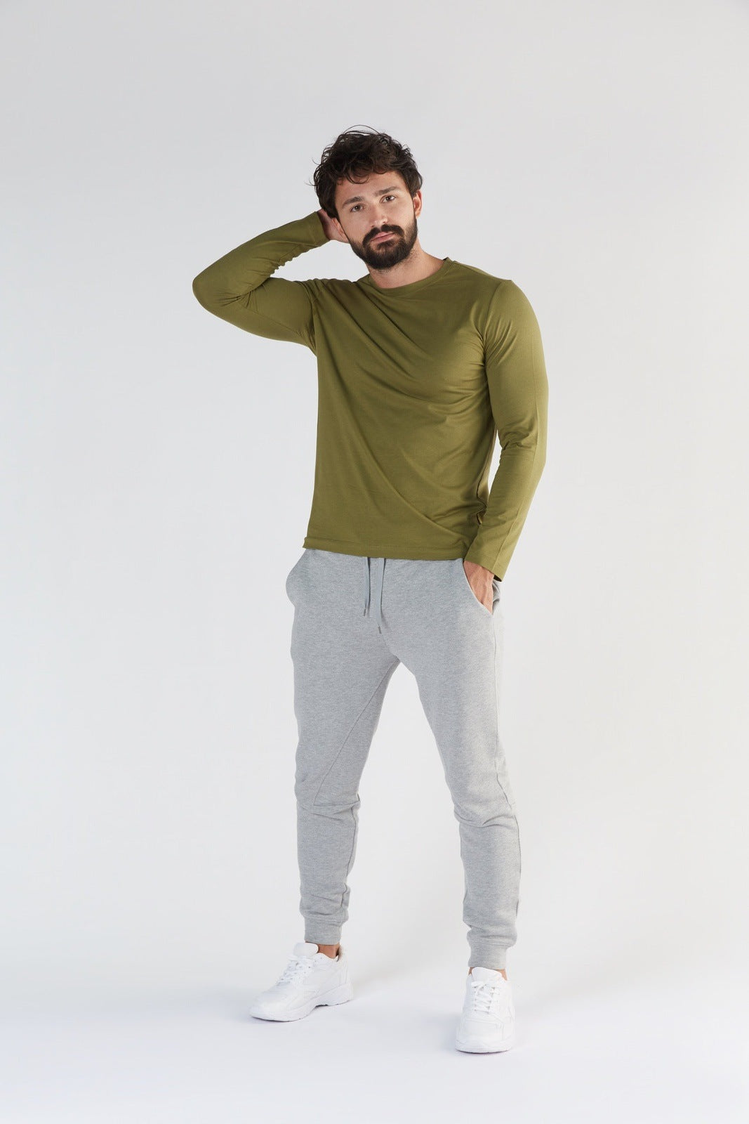 T2110-13 | TENCEL™ Active Herren Langarmshirt - Olive