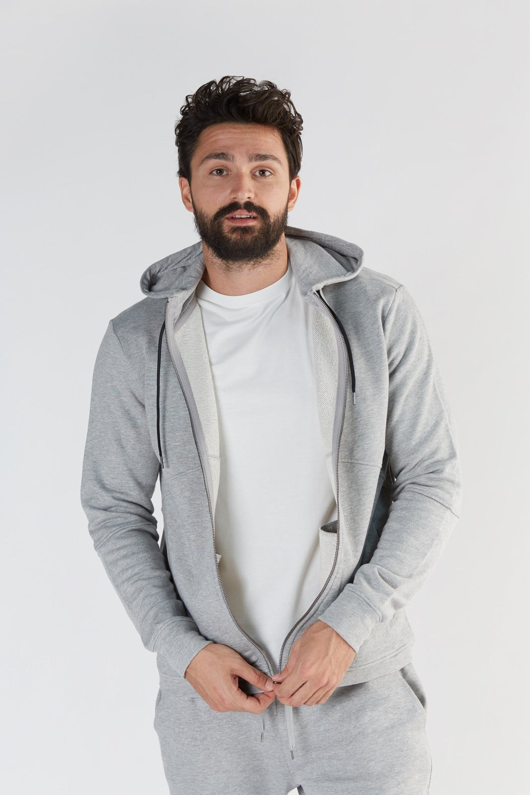 T2900-00 | TENCEL™ Active Herren Hoodie Jacke - Light Grey-Melange