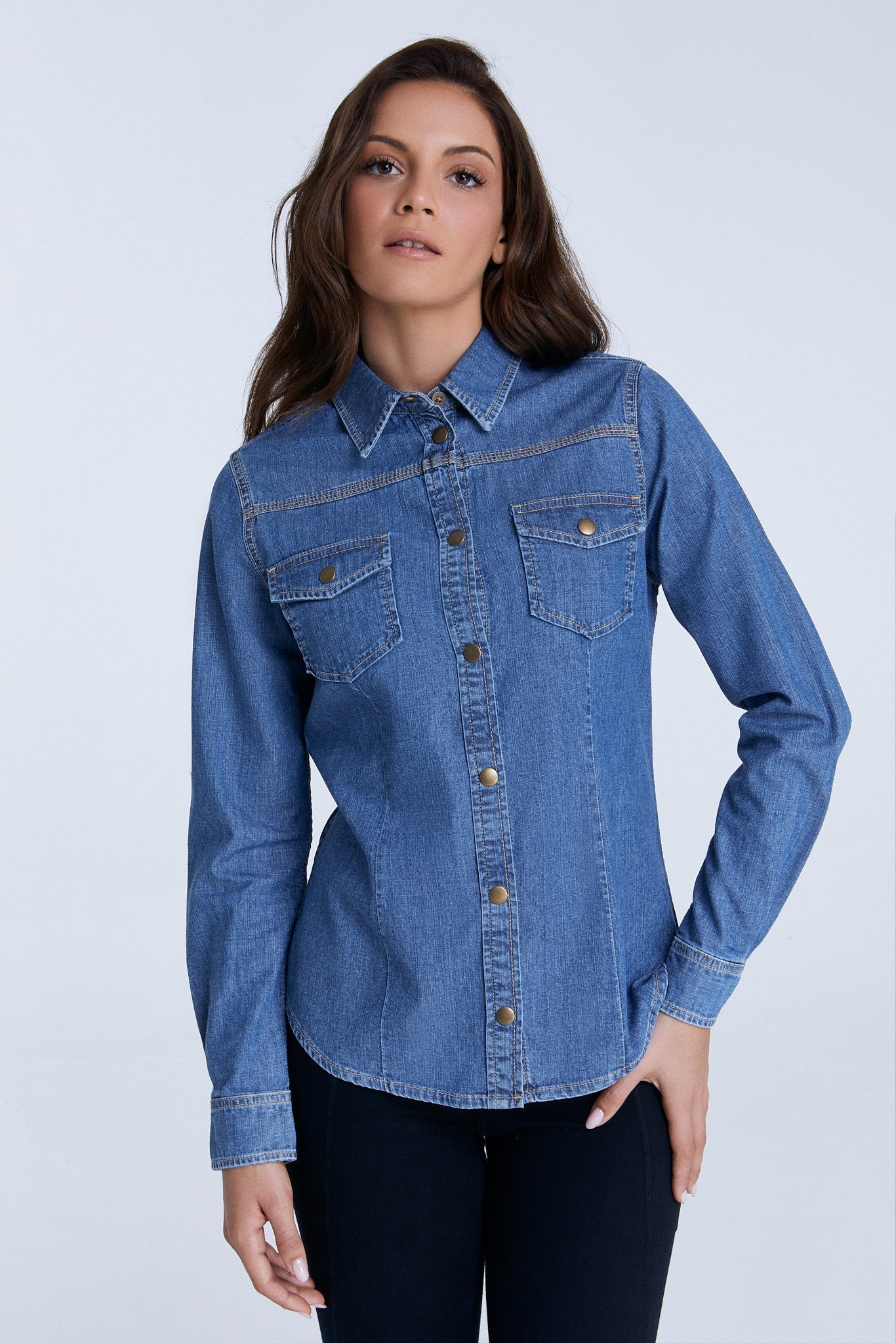 WA5022-311 | Damen Jeanshemd - Crystal Blue