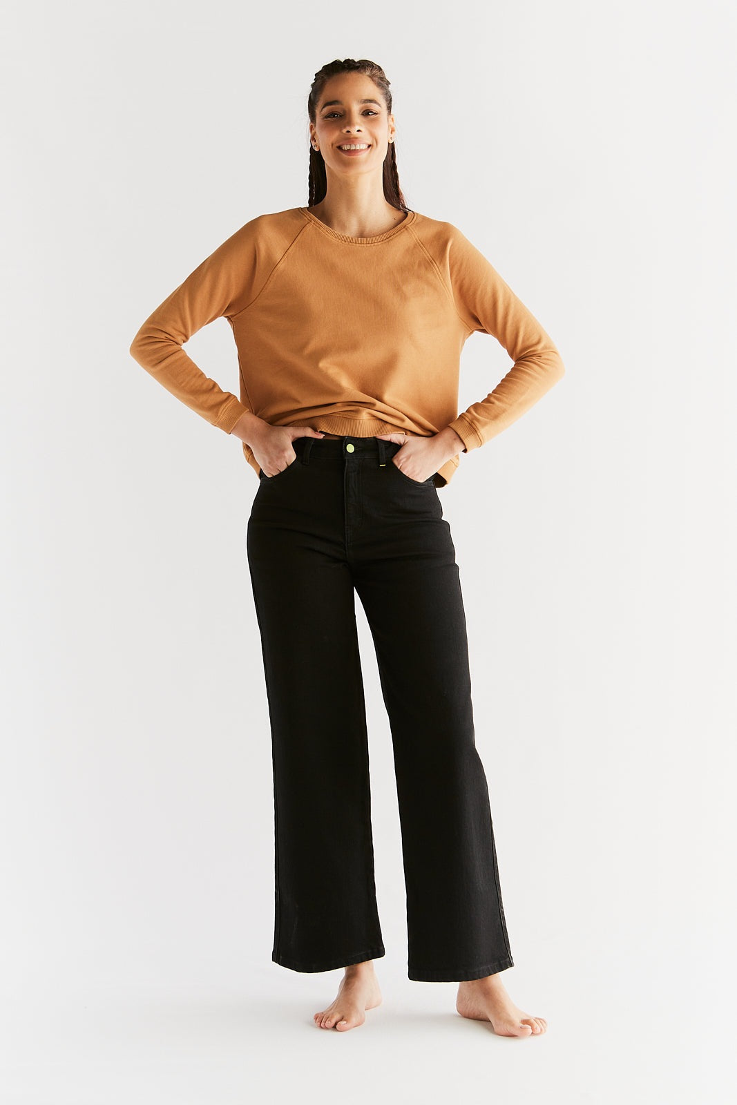 WE1010-104 | Damen Wide Leg Jeans - Coal Black