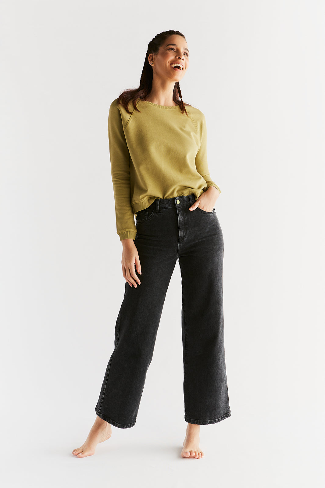 WE1010-145 | Damen Wide Leg Jean - Carbon Gray