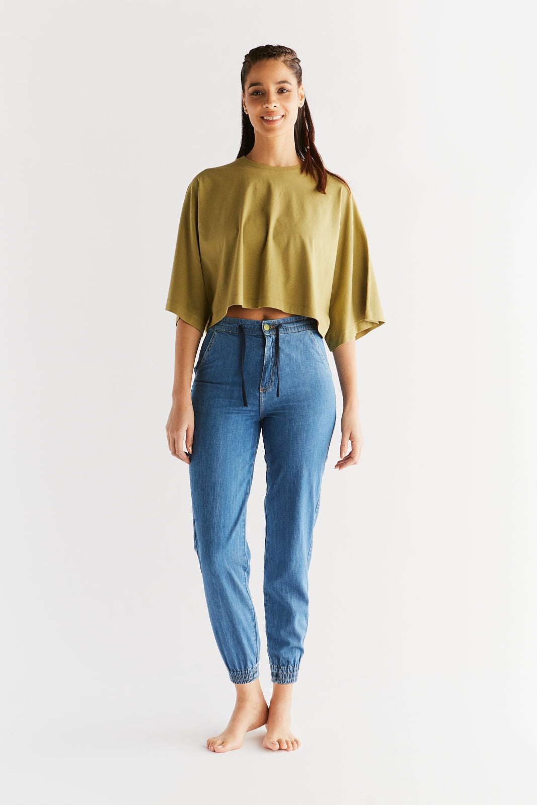 WT1022-311 | Damen Jogger Jeans - Crystal Blue