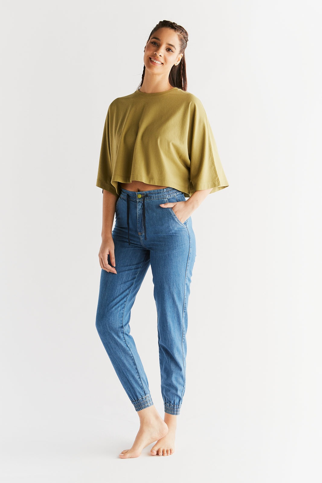 WT1022-311 | Damen Jogger Jeans - Crystal Blue
