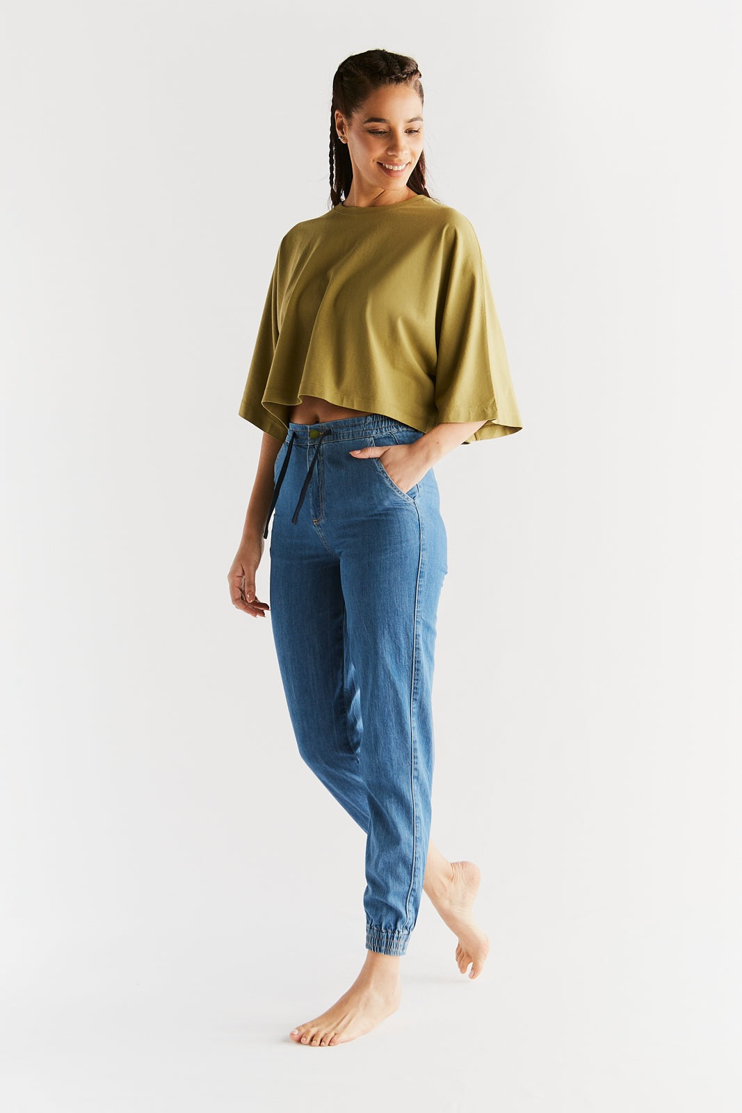 WT1022-311 | Damen Jogger Jeans - Crystal Blue