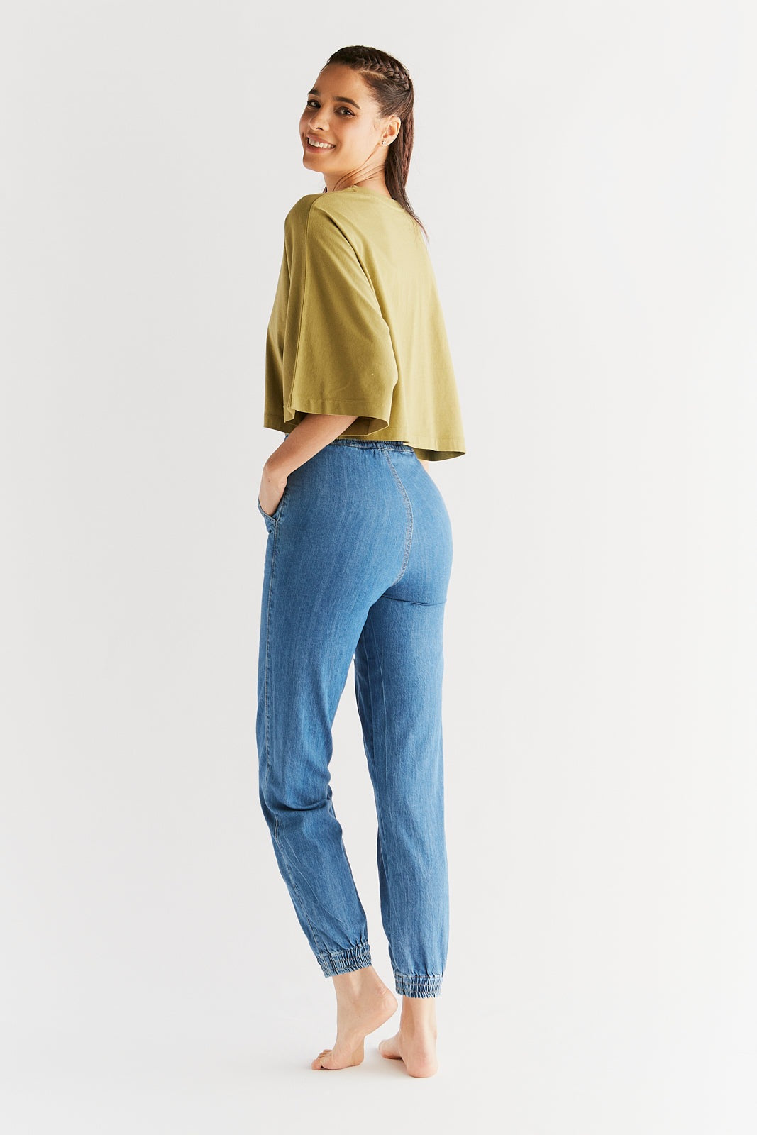 WT1022-311 | Damen Jogger Jeans - Crystal Blue
